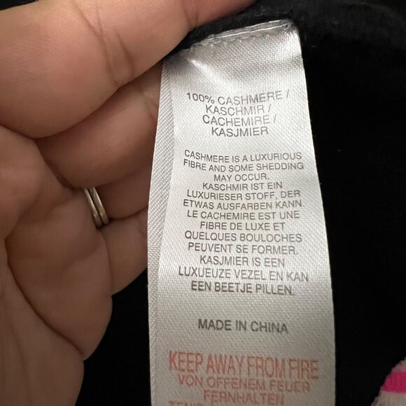 Scott & Scott London Womens Black Pink White Pure Cashmere Star Print Cardigan L - Picture 5 of 9